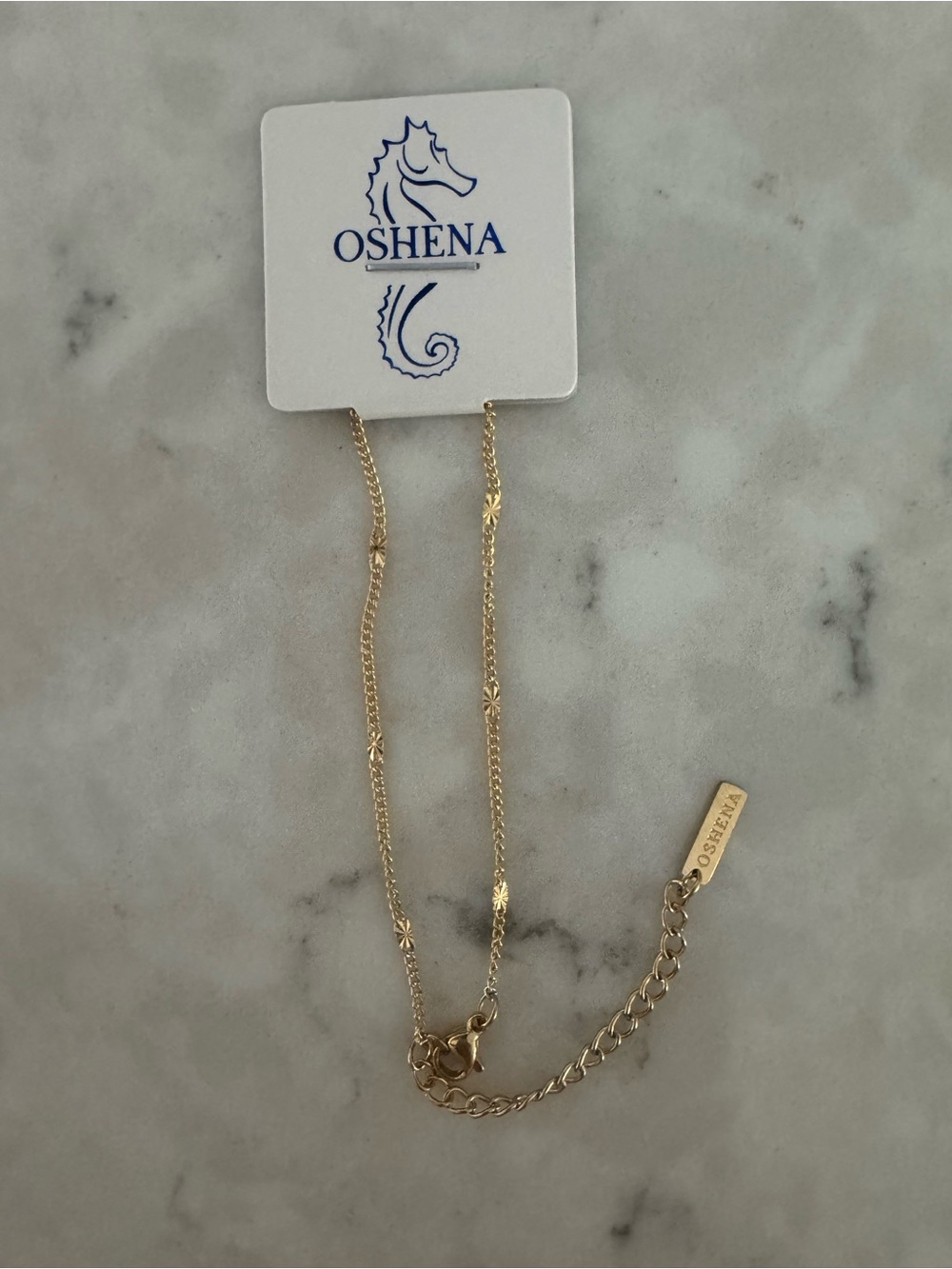 New Oshena 18k Dipped Gold Delicate Star Link Necklace